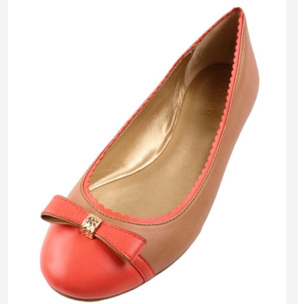 Coach Vintage Y2K Doris Tan Coral Bow Slip On Ballet Flats Women's Size 7